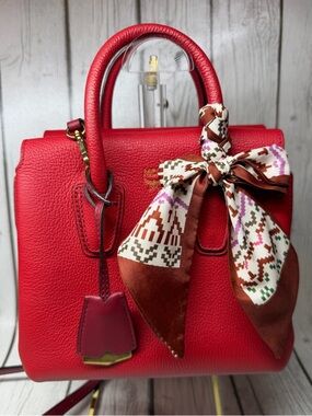 PRE LOVED MCM Grained Calfskin Mini Milla Tote in Burgundy
